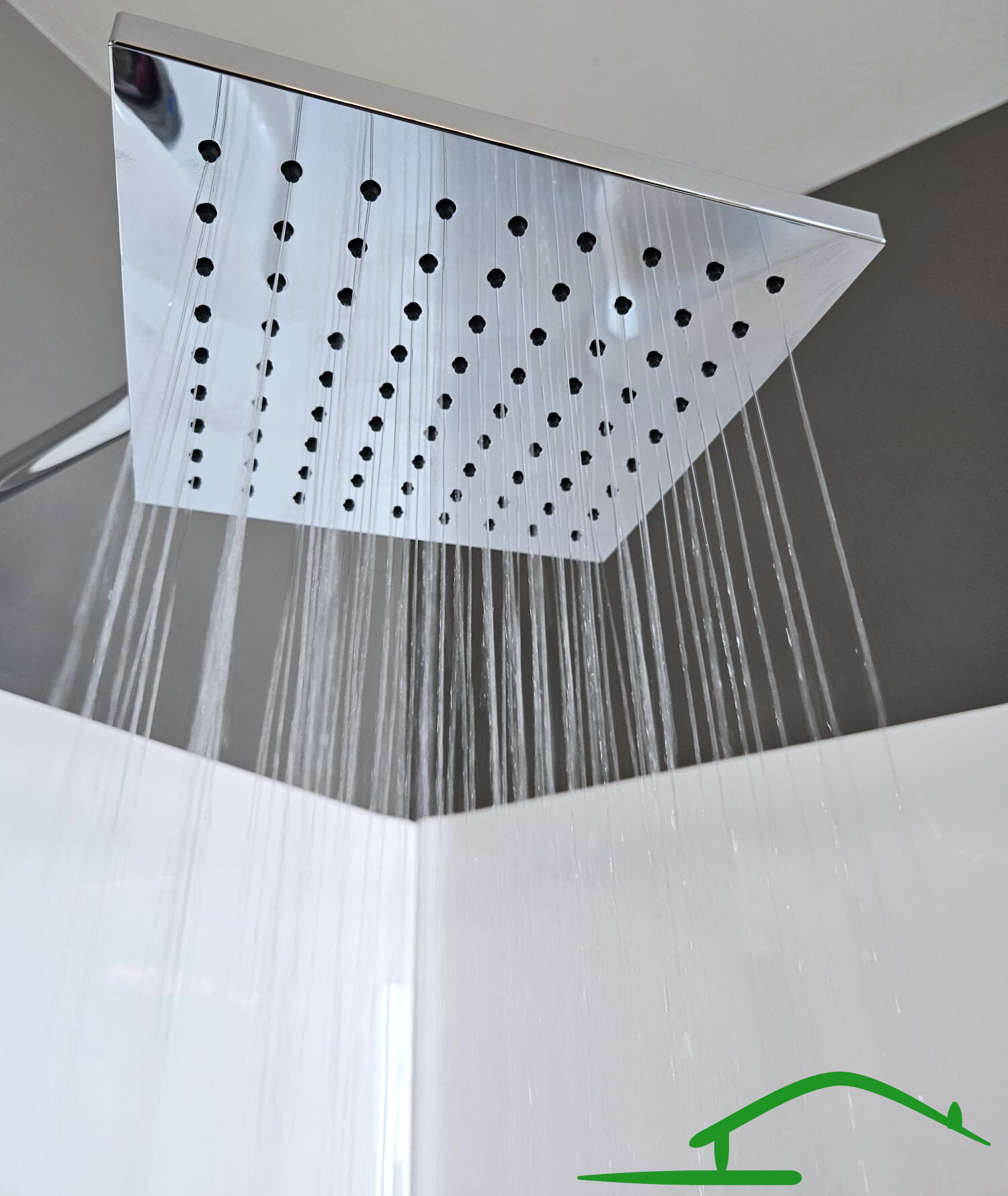 Luxury rain shower head fixture, a feature of our custom bathroom remodels in the Selkirk, Manitoba area.