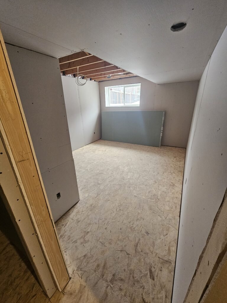 Empty room with unfinished walls